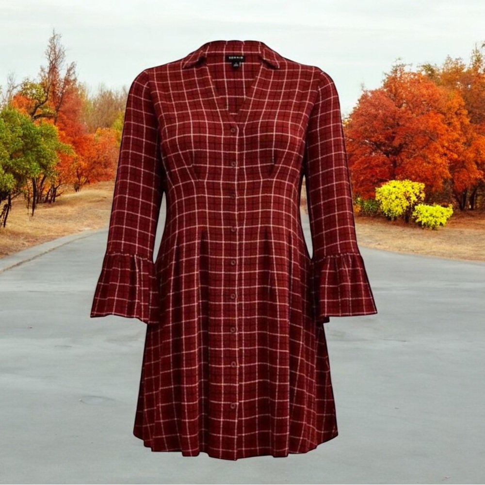 Torrid Gauze‎ Bell Sleeve Shirtdress  Plaid Size 18-20 NWT